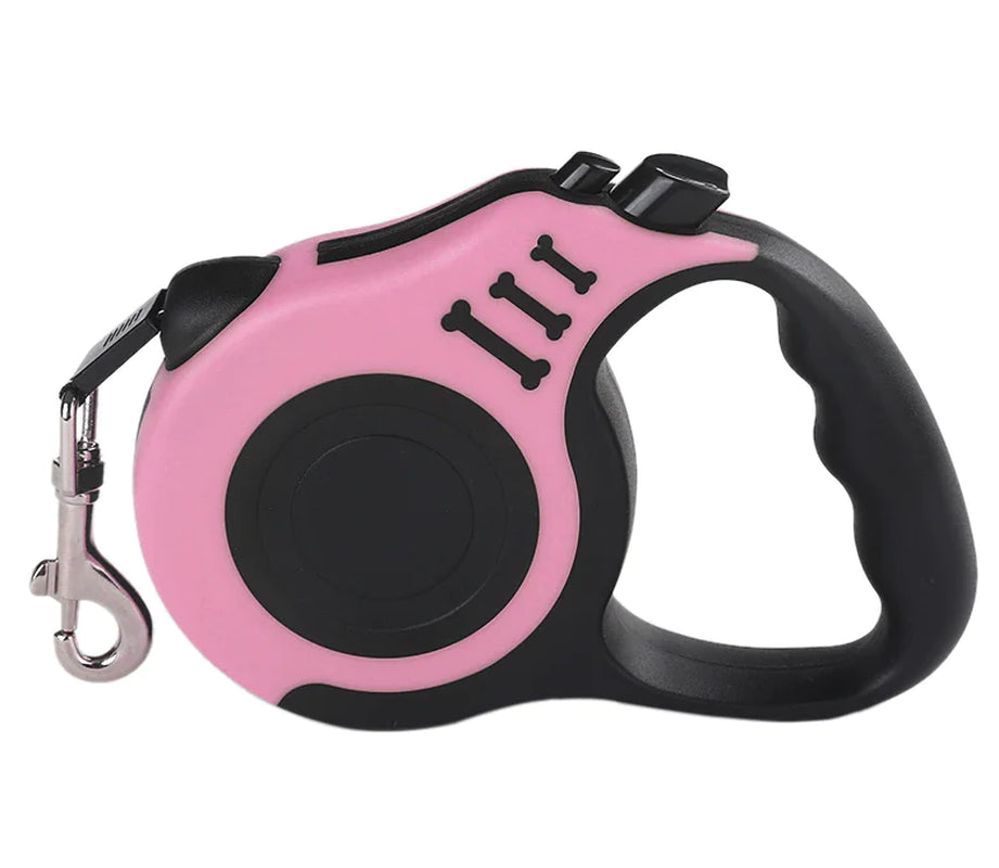 Retractable Dog Leash with Brake – Pink