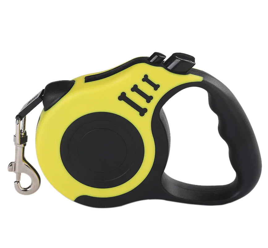 Retractable Dog Leash with Brake – Yellow
