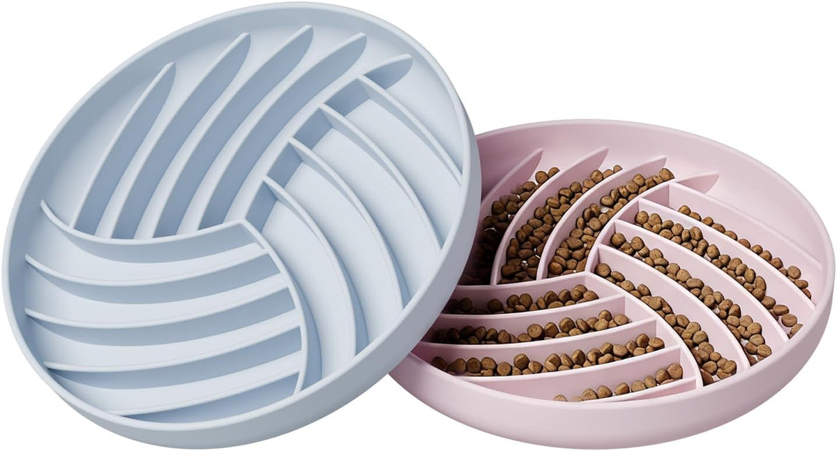 Slow Feeder Cat Bowl Set – Pink  Blue