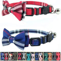 Cat Collar with Bow Tie – Redblue Plaid