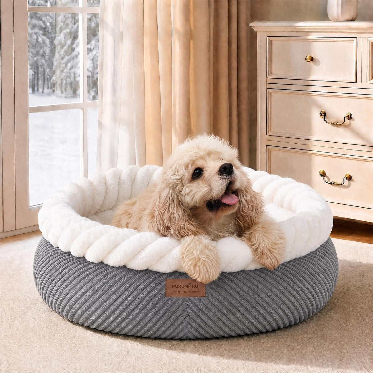 Memory Foam Cat Bed – 25" Round Washable Cuddle Bed for Cats & Small Dogs