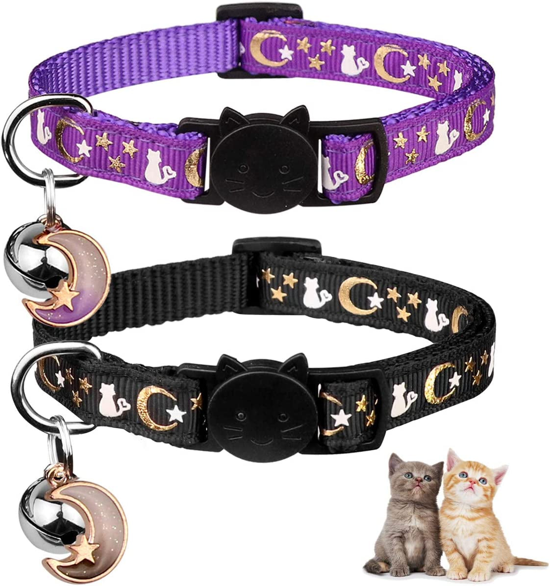 Glow in the Dark Cat Collar – Neck 6.9-10.7 In, Blackpurple
