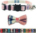 Breakaway Cat Collar with Bell & Bow Tie – Pink Plaid 2