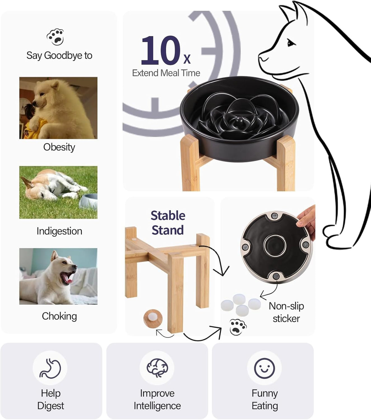 Ceramic Slow Feeder Dog Bowl – photo 3
