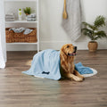 Extra Large Dog Towel – Embroidered Microfiber, 41 x 23.5" (Blue)