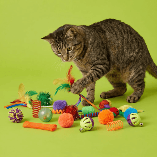 Cat Toy Variety Pack – 24 Pieces: Mice, Pom-Poms & Springs