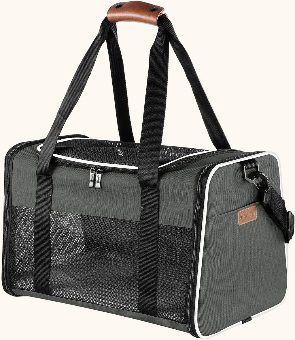 Large Pet Carrier – Foldable Soft-Sided Travel Bag for Cats & Small Dogs up to 22 lbs (Brown)