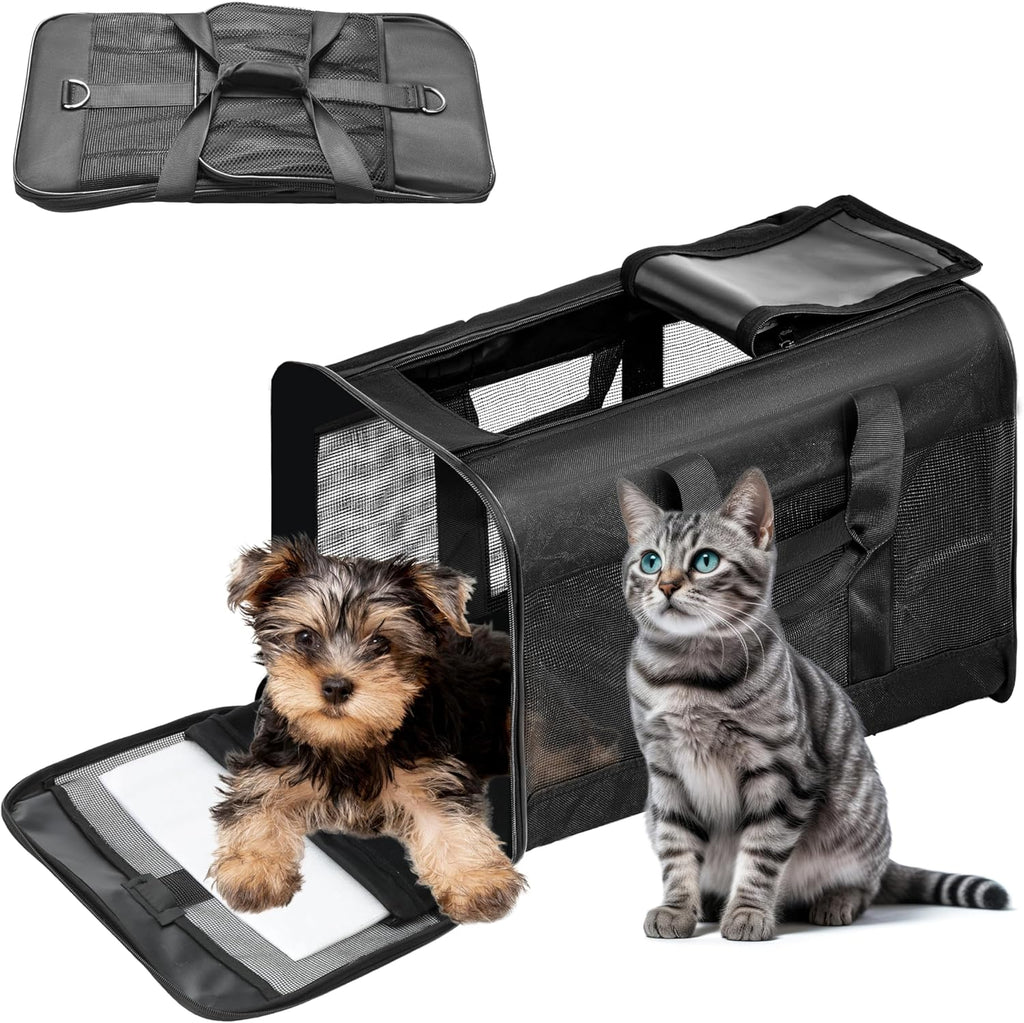 TSA Approved Pet Carrier – Black, 10.0"L X 11.0"W X 17.0"H