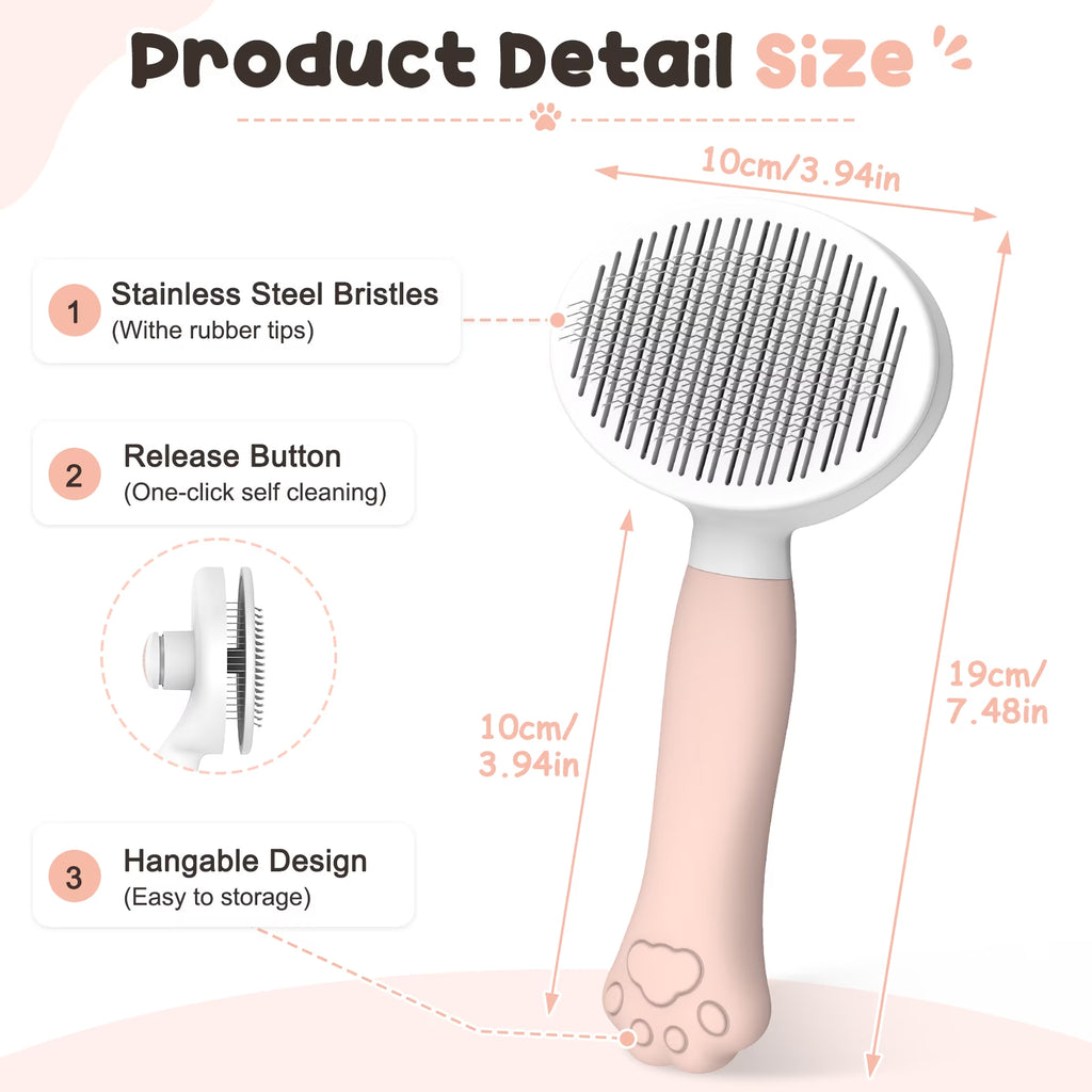 Self-Cleaning Slicker Brush – Pink