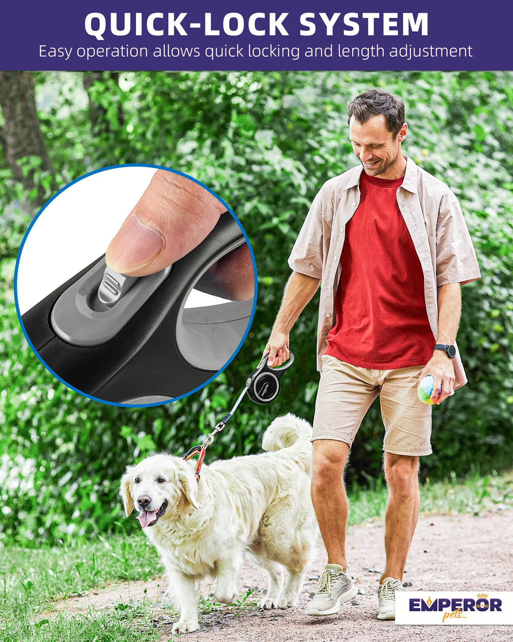 Retractable Dog Leash – 16 Ft Heavy-Duty, Tangle-Free for Dogs up to 110 lbs (Gray)