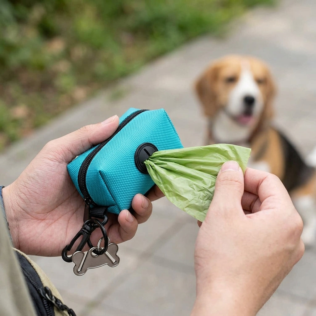 Poop Bag Holder for Leash – Dispenser & Bag Holder with Clip Attachment