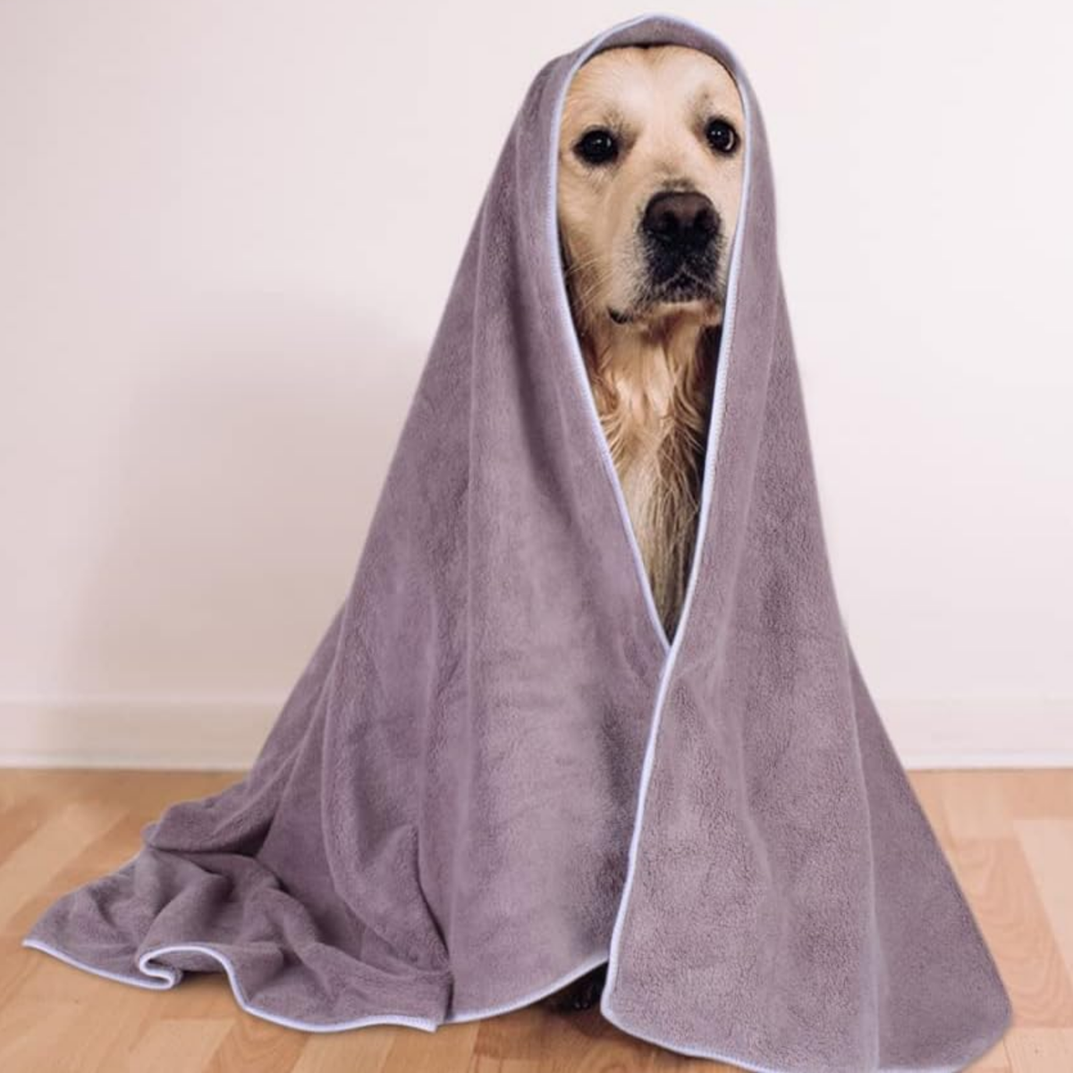 Large Pet Towel – Absorbent Microfiber with Paw Print, 30 x 50" (Purple)