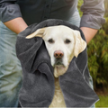 Paw Print Dog Towel – Absorbent Microfiber, 30 x 50" (Dark Gray)