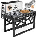 Elevated Dog Bowls – Large, Black Stand + 2 Food Bowls