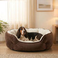 Sherpa Dog Bed – Round, Soft & Washable, for Small Dogs & Cats (Brown, 20")