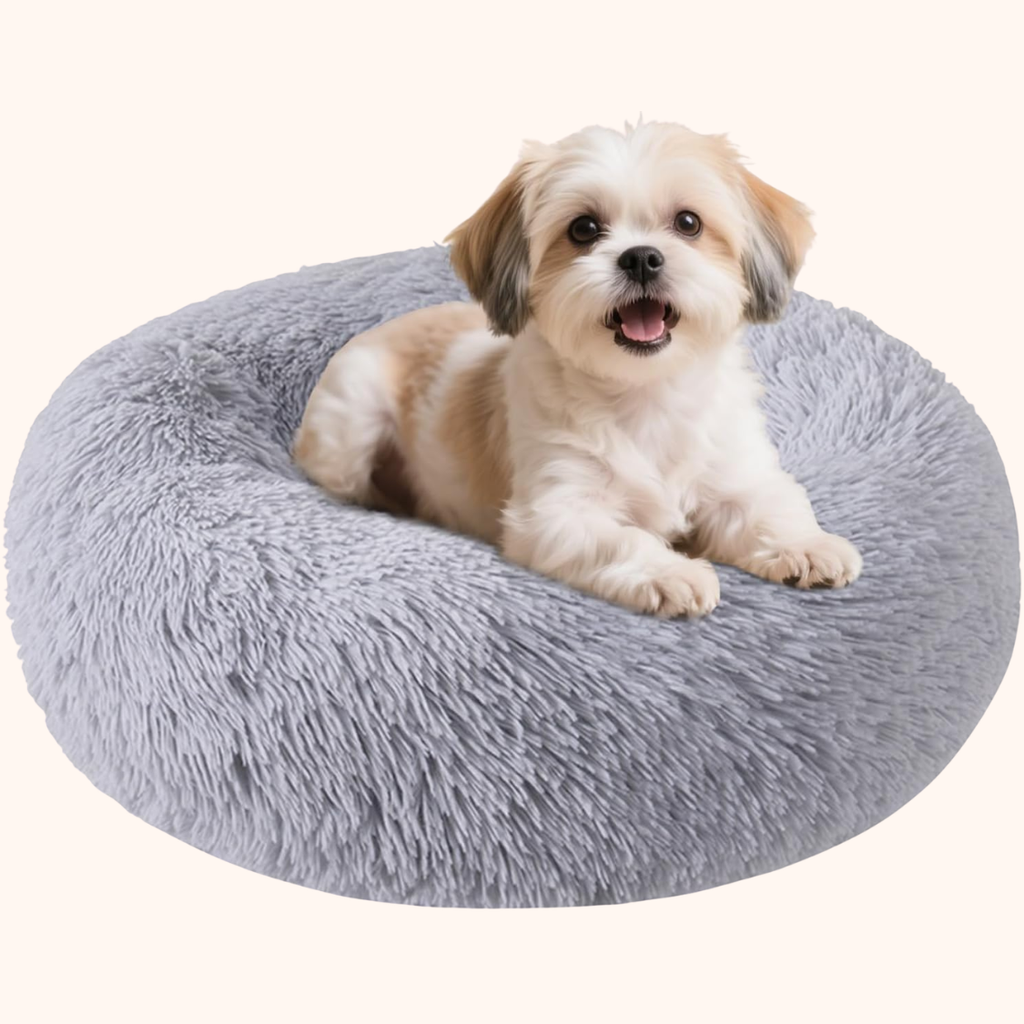 Puppy Bed – 20" Plush Calming Round Bed with Non-Slip Bottom for Puppies & Kittens