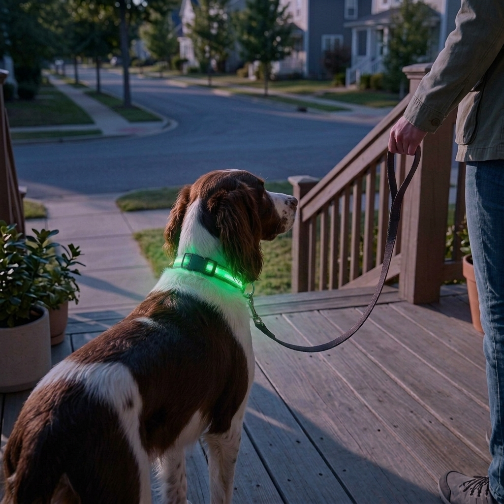 LED Light-Up Dog Collar – Xs, Green