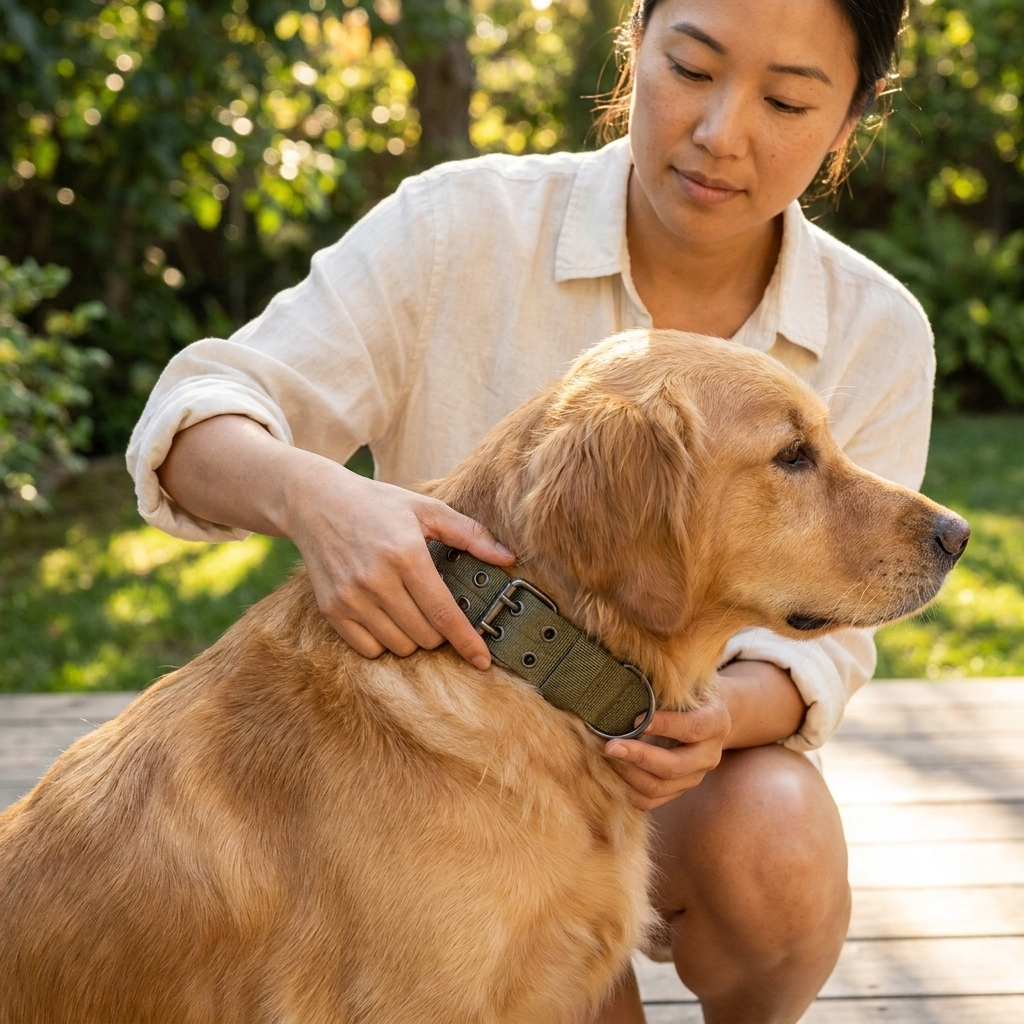 Heavy-Duty Tactical Dog Collar – Reinforced Nylon with Metal Buckle for Large Breeds