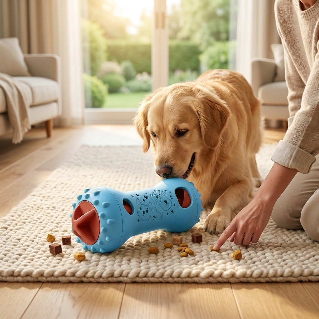 Treat Dispensing Dog Toy – Adjustable Bone-Shaped Slow Feeder Puzzle Roller