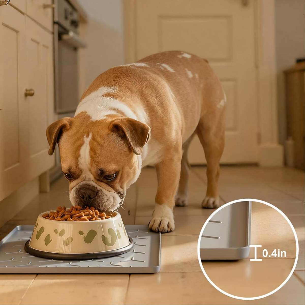 Silicone Dog Food Mat – Waterproof Pet Feeding Mat, Raised Edge, 16" x 12"