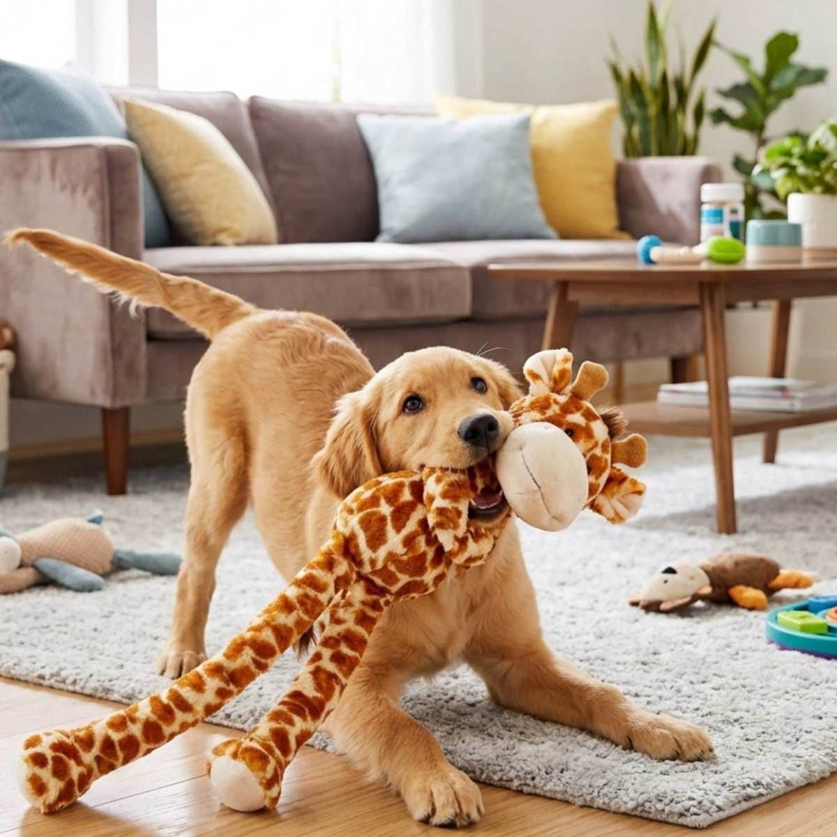 Giraffe Dog Toy – 19" Squeaky Plush Tug Toy for Medium & Large Dogs